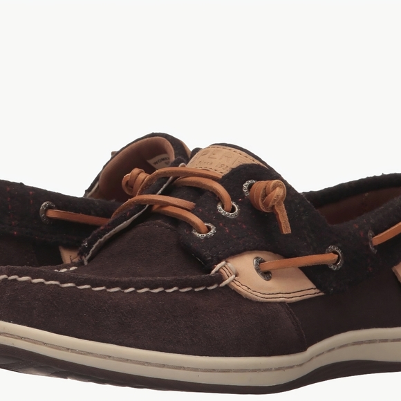Sperry Brown Suede & Tan Leather Boat Shoes - Picture 2 of 12